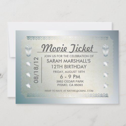 Silver Movie Ticket Invitation