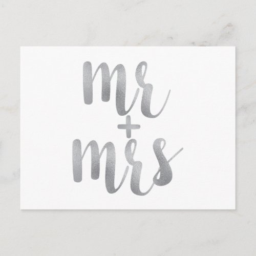 Silver mr  mrs postcards foil font postcard