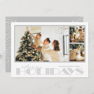 Silver Multiple Photo Happy Holiday Card