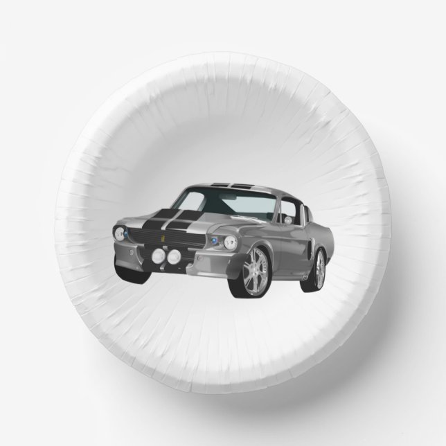 Silver Muscle Car Paper Bowls (Front)
