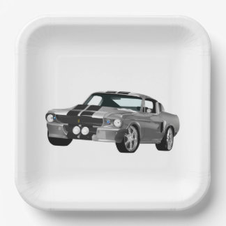 Silver Muscle Car Paper Plates