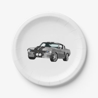 Silver Muscle Car Paper Plates