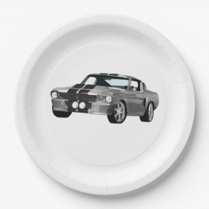 Silver Muscle Car Paper Plates