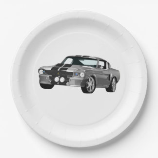 Silver Muscle Car Paper Plates