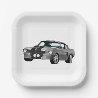 Silver Muscle Car Paper Plates