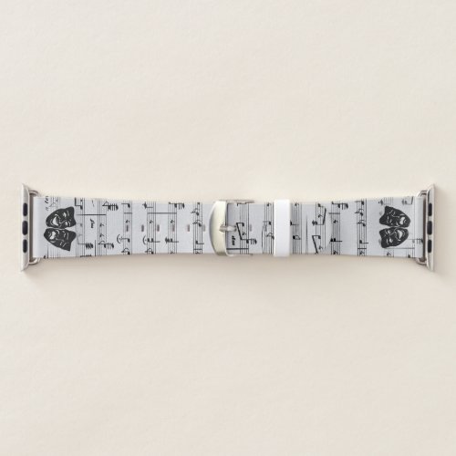 Silver Music and Theater Masks Apple Watch Band