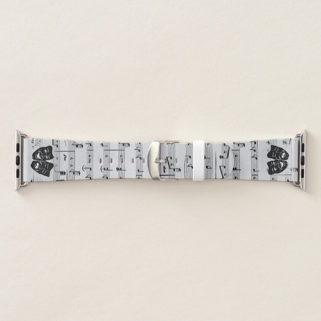 Silver Music and Theater Masks Apple Watch Band (Band)