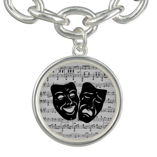Silver Music and Theater Masks Bracelet