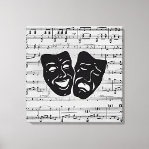 Silver Music and Theater Masks Canvas Print