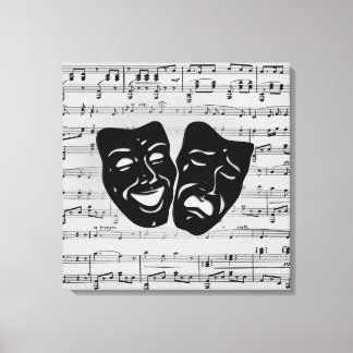Silver Music and Theater Masks Canvas Print