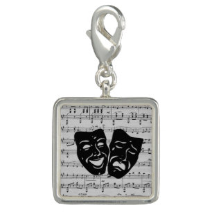 Silver Music and Theater Masks Charm