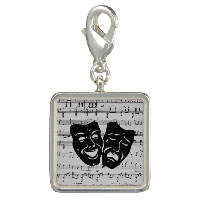 Silver Music and Theater Masks Charm (Front)