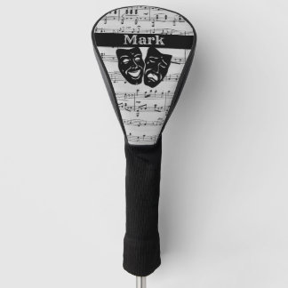 Silver Music and Theater Masks Golf Head Cover