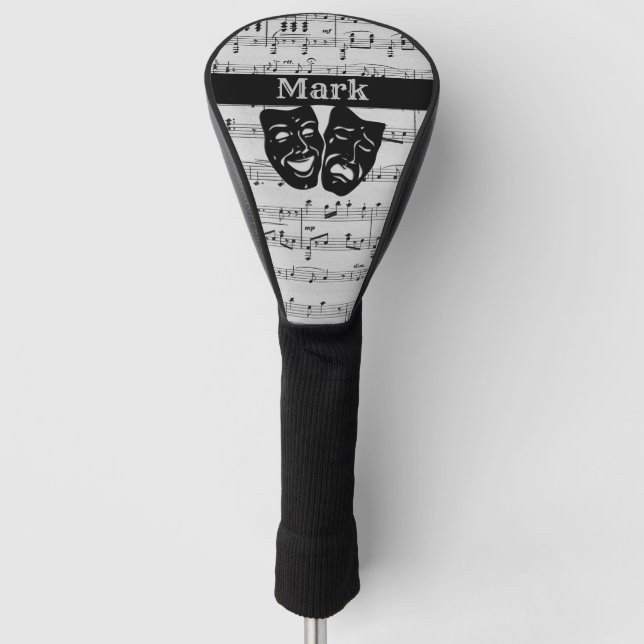 Silver Music and Theater Masks Golf Head Cover (Front)