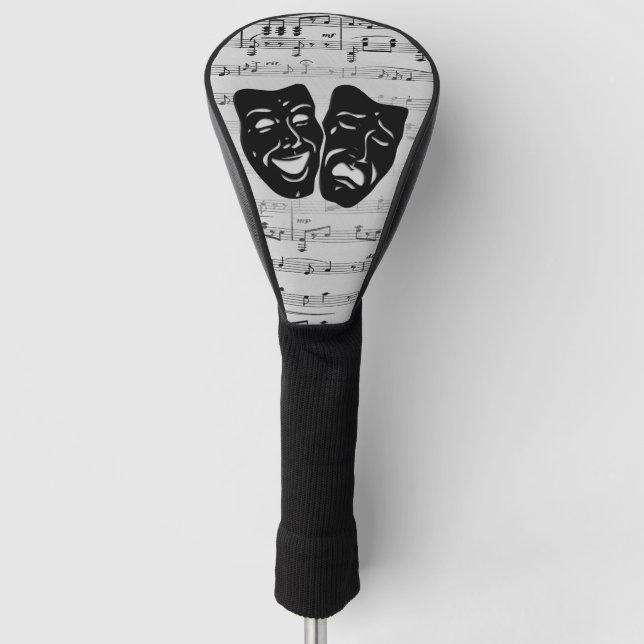Silver Music and Theater Masks Golf Head Cover (Front)