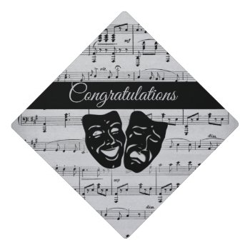 Silver Music And Theater Masks Graduation Cap Topper by kahmier at Zazzle
