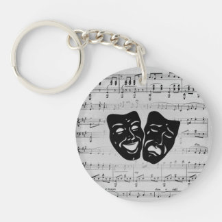 Silver Music and Theater Masks Keychain