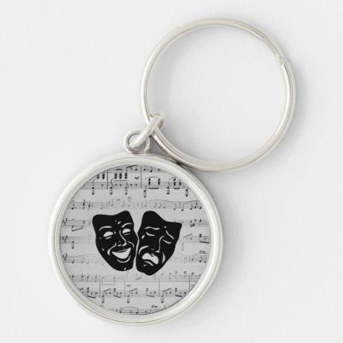 Silver Music and Theater Masks Keychain