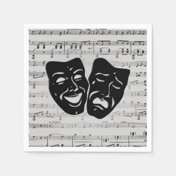 Silver Music And Theater Masks Napkins by kahmier at Zazzle