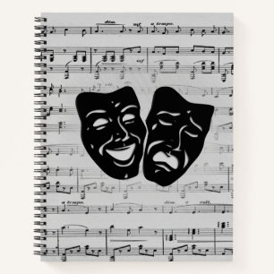 Silver Music and Theater Masks Notebook
