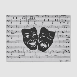 Silver Music and Theater Masks Tissue Paper