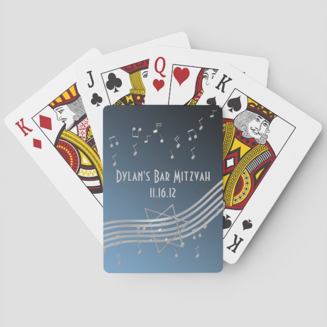 Silver Music Bar Mitzvah Poker Cards (Back)