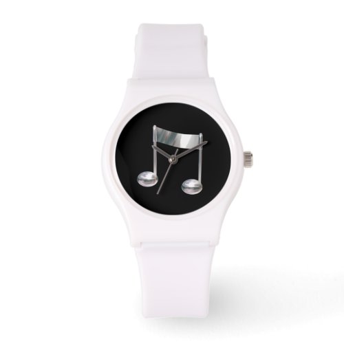 Silver Music Notes Accent Watch
