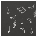 silver music notes fabric