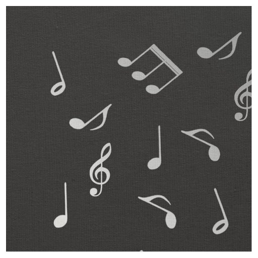 silver music notes fabric