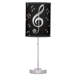 silver music notes in black table lamp