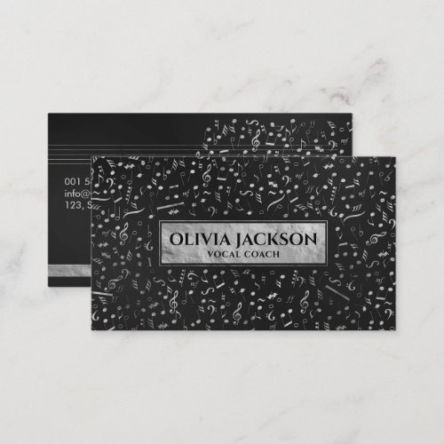 Silver Music Notes pattern Business Card