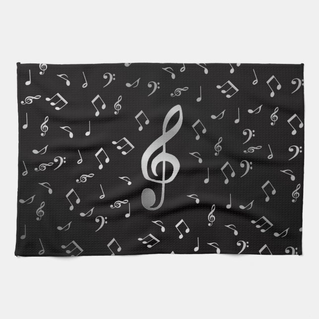 silver music notes towel (Horizontal)