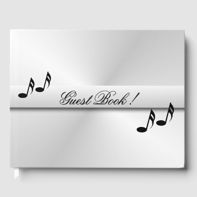 Silver Music Personalized Dated Guest Book (Front)