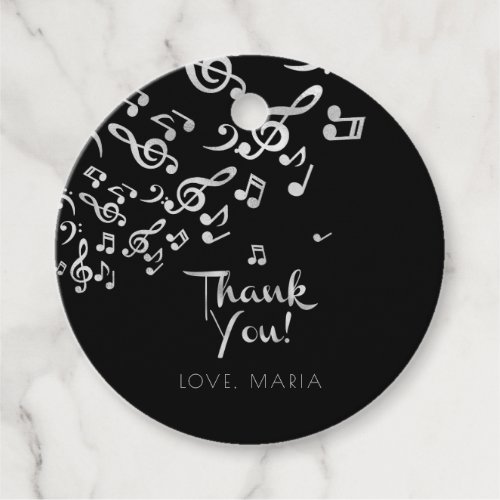 Silver Music Thank you Favor Tags