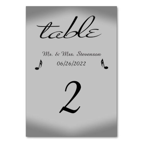 Silver Music Theme Name and Date Table Number