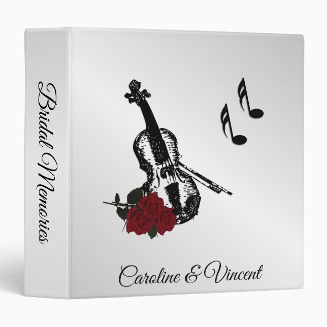 Silver Music Violin Memories Personal Binder (Front/Spine)