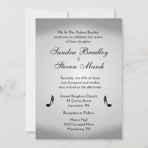 Silver Music Wedding Theme Invitation
