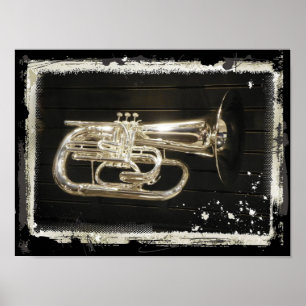 Silver Musical Instrument Poster