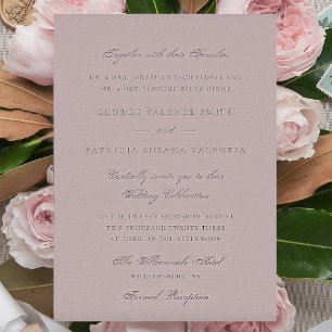 Silver Musk Pink Formal Elegant Wedding Foil Invitation