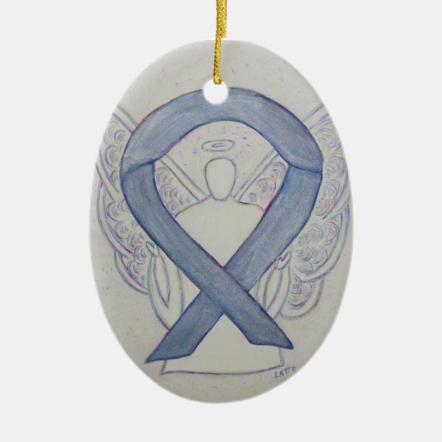 Silver Mystic Awareness Ribbon Angel Ornament (Front)