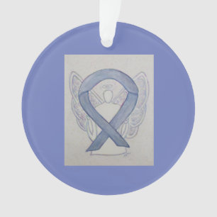 Silver Mystic Awareness Ribbon Angel Ornaments