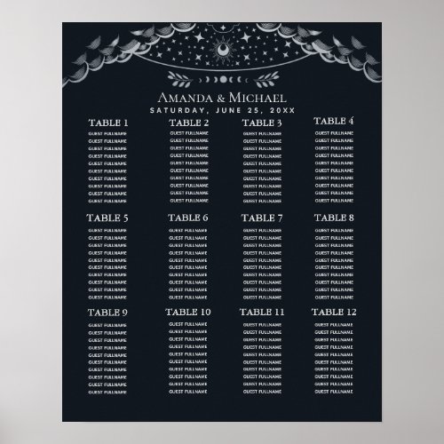 Silver Mystical Tarot Wedding Seating Chart