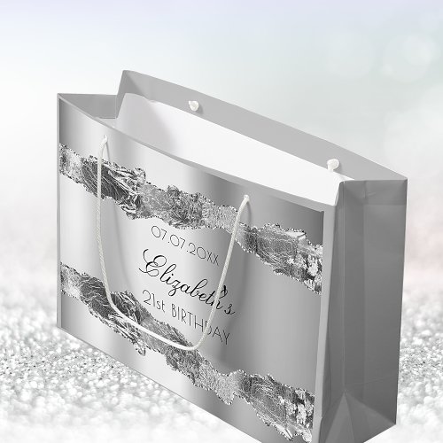 Silver name elegant birthday party large gift bag