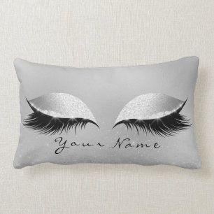 Silver Name Princess Beauty Lashes Glitter Makeup Lumbar Pillow