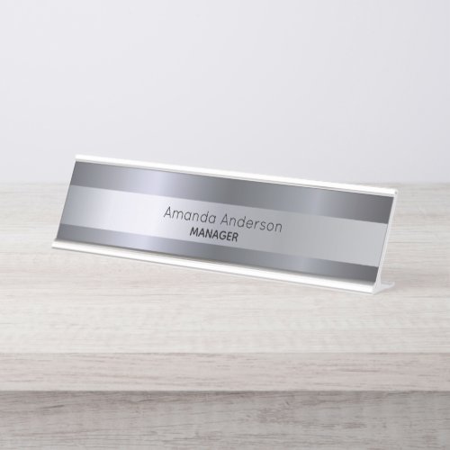 Silver name title desk name plate