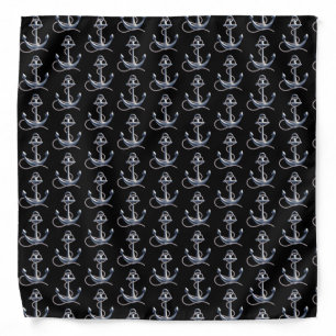 Silver Nautical Anchor Bandana