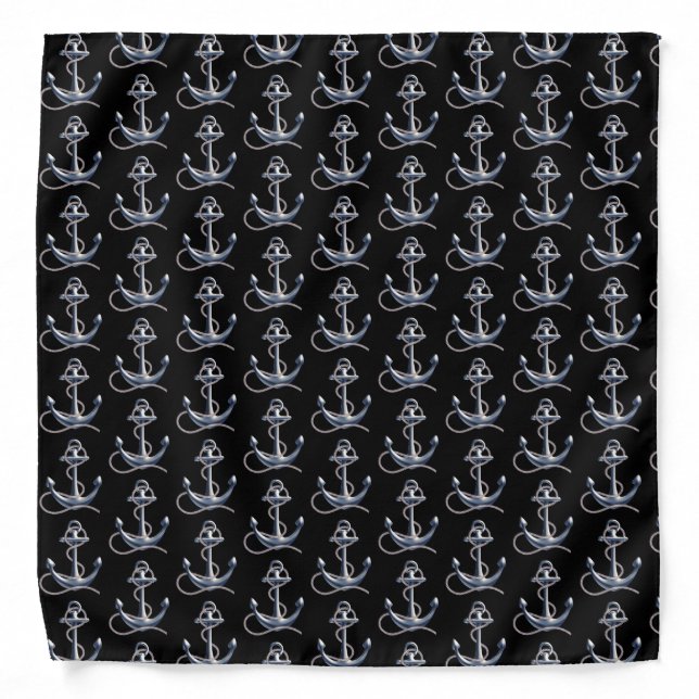 Silver Nautical Anchor Bandana (Front)
