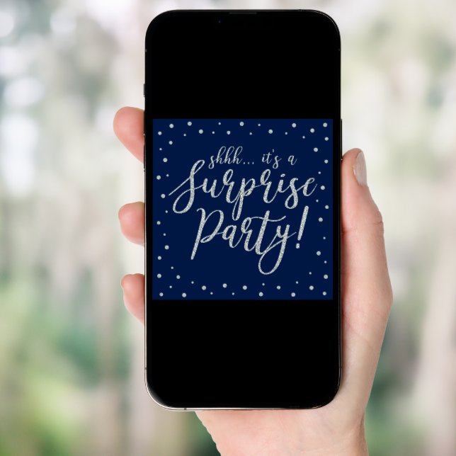 Silver & Navy | 50th Surprise Birthday Party Invitation (Front Digital)