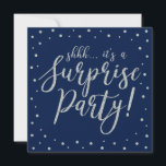 Silver & Navy | 50th Surprise Birthday Party Invitation<br><div class="desc">Celebrate your special day with this silver & navy modern surprise birthday party invitation template. This design features chic gold textured calligraphy and confetti background. You can customize the text to any birthday or events. (21st,  30th,  40th,  50th,  60th,  70th,  80th,  90th,  100th)</div>