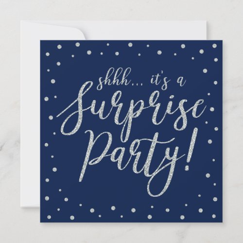 Silver  Navy  50th Surprise Birthday Party Invitation